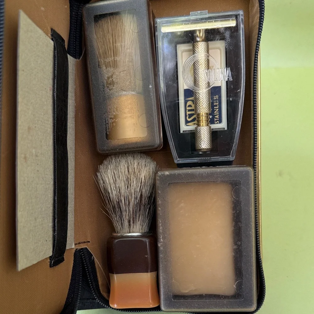 New vintage Men's Grooming Kit with Black and Gold Accents